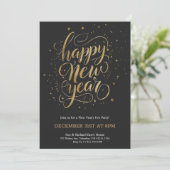 Elegant New Year's Eve invitation with gold script (Debout devant)