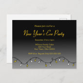 Elegant New Year's Eve Party 2026 Black Gold Uitnodiging Briefkaart (Voorkant / Achterkant)