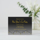 Elegant New Year's Eve Party 2026 Black Gold Uitnodiging Briefkaart (Staand voorkant)