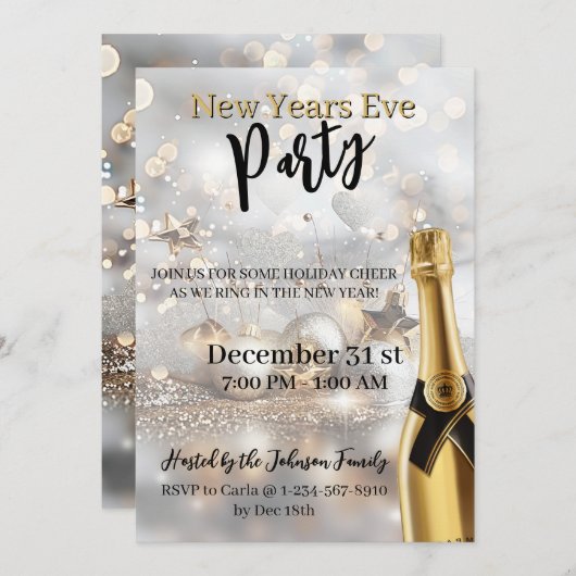 Elegant New Year's Eve Party Invitation (Devant / Derrière)