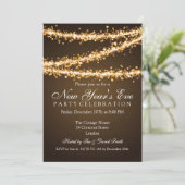 Elegant New Years ve Gold String Lights Kaart (Staand voorkant)
