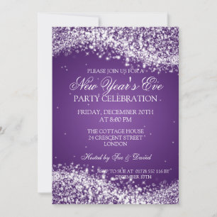 Elegant New Years ve Sparkelve Paars Kaart