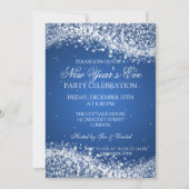 Elegant New Years ve Sparking Wave Blue Kaart (Voorkant)