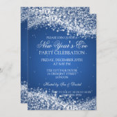 Elegant New Years ve Sparking Wave Blue Kaart (Voorkant / Achterkant)