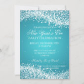 Elegant New Years ve Sparking Wave Turquoise Kaart (Voorkant)