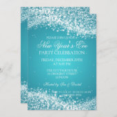 Elegant New Years ve Sparking Wave Turquoise Kaart (Voorkant / Achterkant)