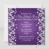 Elegant New Years ve Winter Sparkle Paars Kaart (Voorkant)