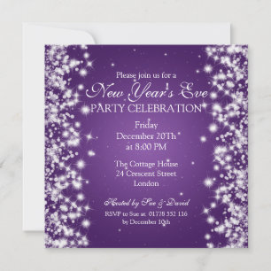 Elegant New Years ve Winter Sparkle Paars Kaart
