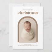 Elegant Newborn Baby's First Christmas Arch Photo Feestdagenkaart (Voorkant)