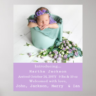 Elegant Newborn Girl Birth Nursery New Baby Foto Poster