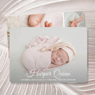Elegant Newborn Photo Collage Birth Announements