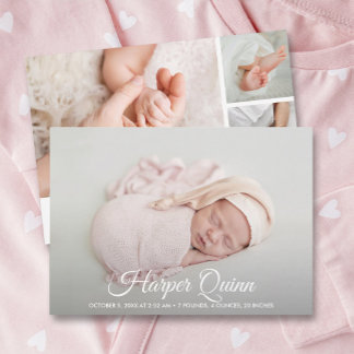 Elegant Newborn Photo Collage Birth Announements