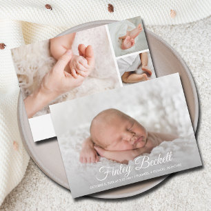 Elegant Newborn Photo Collage Birth Announements