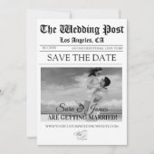Elegant Newspaper Custom Photo Save the Date Kaart (Voorkant)