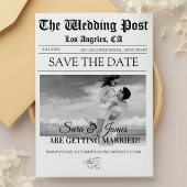 Elegant Newspaper Custom Photo Save the Date Kaart