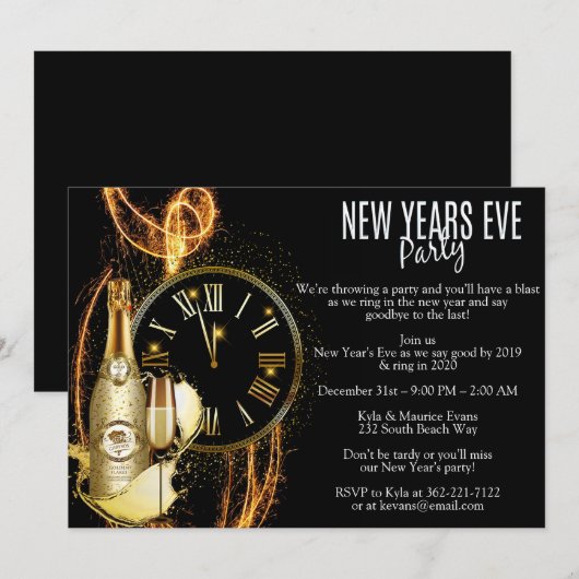 Elegant nieuwjaar oud kaart (Voorkant / Achterkant)