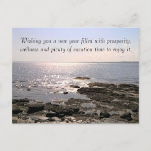 Elegant nieuwjaar wenst Ocean Shore-foto Feestdagenkaart
