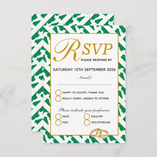 Elegant NIGERIA NAIJA Bruiloft RSVP Response Kaart (Voorkant / Achterkant)