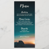 Elegant Night Sky Galaxy Mountain Stars Weddenscha Menu (Voorkant)