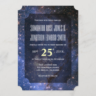 Elegant Night Sky/Space Theme Wedding Uitnodiging