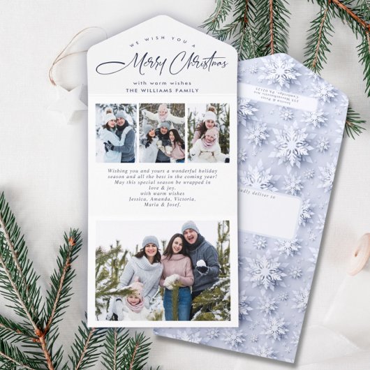 Elégant Noël 4 Photo Greeting Carte de vacances