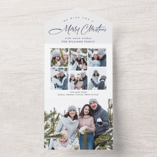 Élégant Noël 7 Photo Grey Carte de vacances (À l'intérieur)