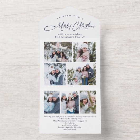 Élégant Noël 7 Photo Grey Carte de vacances (À l'intérieur)