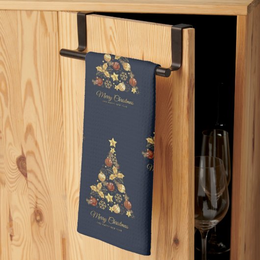 Élégant Noël Arbre Serviettes de cuisine (Pliage en tiers)
