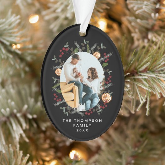 Élégant Noël Botanique Black Red holly Photo (Arbre)