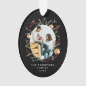 Élégant Noël Botanique Black Red holly Photo (dos)