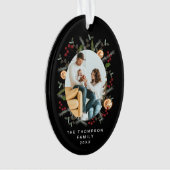 Élégant Noël Botanique Black Red holly Photo (devant)