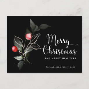 Élégant Noël Carte postale Black Holiday Berries