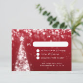 Elégant Noël Festif Mariage RSVP Argent Rouge (Debout devant)