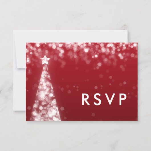 Elégant Noël Festif Mariage RSVP Argent Rouge (Dos)
