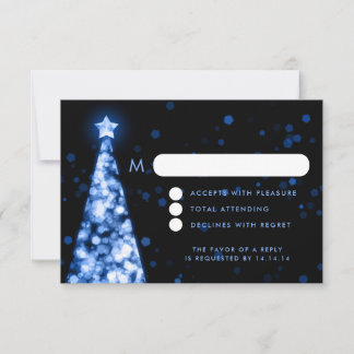 Élégant Noël Festif Mariage RSVP Bleu
