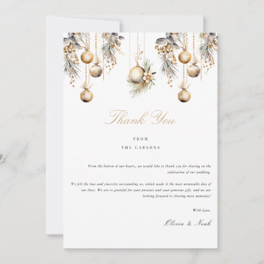 Élégant Noël Floral Carte de remerciements d'hiver (Devant)