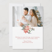 Élégant Noël Floral Carte photo (Dos)