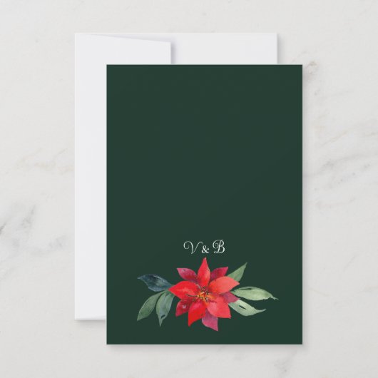 Elégant Noël Floral Green Wedding Carte RSVP (Dos)