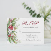 Elégant Noël Floral Mariage Carte RSVP (Debout devant)