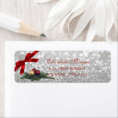 Élégant Noël Glittery Bokeh Snowflakes Étiquette (En situation)