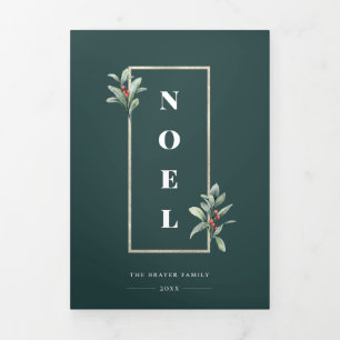 Elegant NOEL Gold Winter Berry Lijst Foto Drieluik Wenskaart