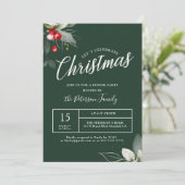 Élégant Noël Holly Berry Green Invitation (Debout devant)