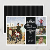 Élégant Noël noir blanc Carte photo collage (Devant / Derrière)