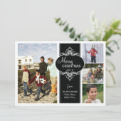Élégant Noël noir blanc Carte photo collage (Debout devant)