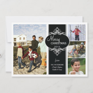 Élégant Noël noir blanc Carte photo collage