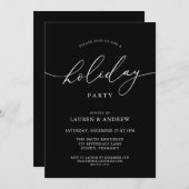 Elégant Noël Noir Fête Invitation (Devant / Derrière)