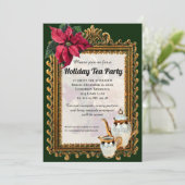 Elégant Noël Pointsettia Tea Party Invitation (Debout devant)