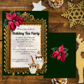 Elégant Noël Pointsettia Tea Party Invitation
