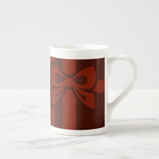 Élégant Noël Red Bow détails Bone China Mug (Droite)