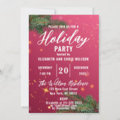 Elégant Noël Rouge Fête Invitation (Devant)